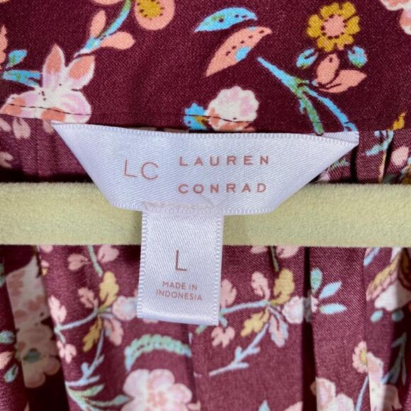 Floral Blouse Womens Large Chocolate Brown Dark Cottagecore Fairy Fall Romantic - Picture 7 of 14